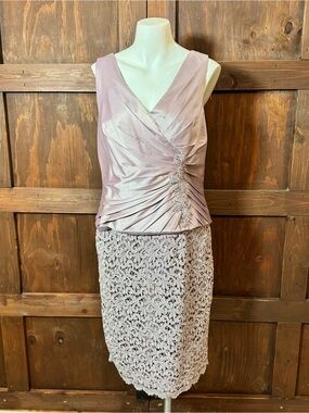 Adrianna Papell Dusty Rose Lace Midi Dress Set